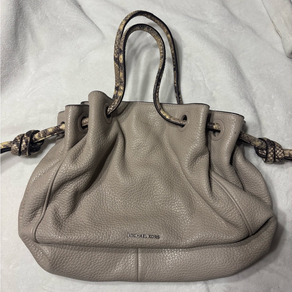 Michael Kors Taupe Leather Tote Bag